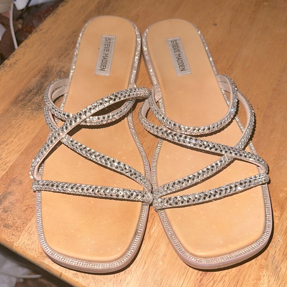 Fancy Rhinestone Steve Madden Flat Sandals